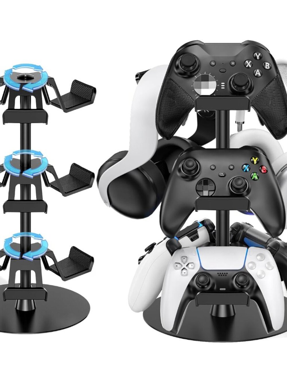Headset Stand 3 Tiers for Desk, Rotatable Gaming Controller Stand for PS5/PS4/Xb